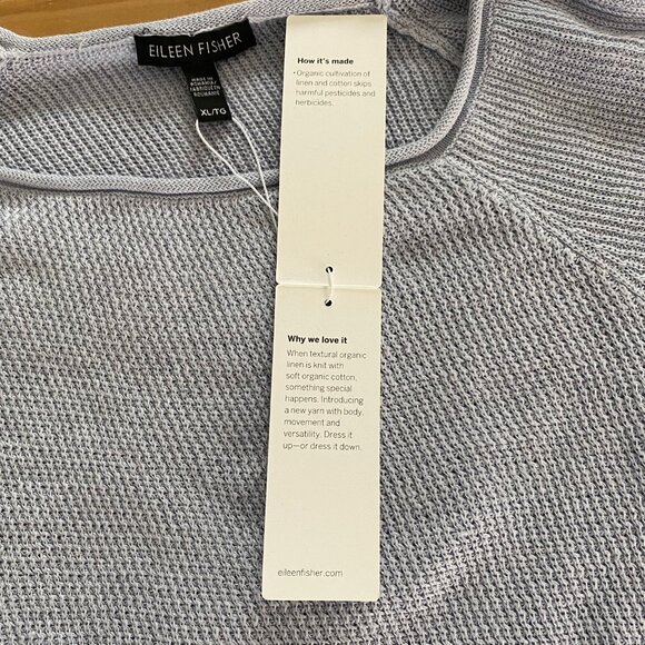 NEW Eileen Fisher Organic Linen & Cotton Sweater *Insky Light Blue* Sz XL - Picture 15 of 15